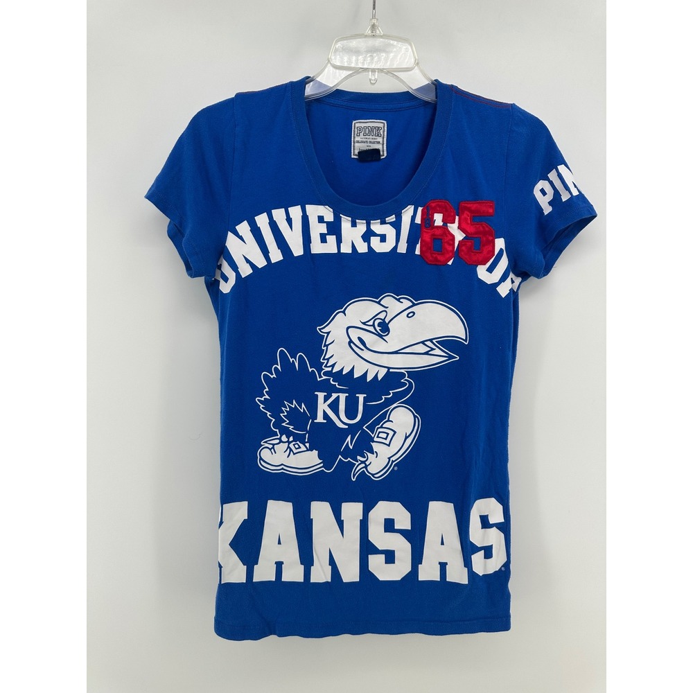 PINK Victoria's Secret University of Kansas Jayhawks Blue Graphic Tee Medium
